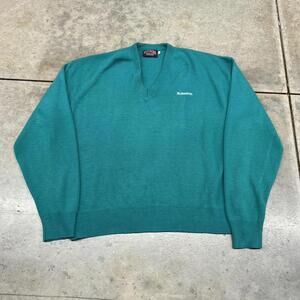 vintage budweiser made in usa blue v neck alcohol beer sweater size xl